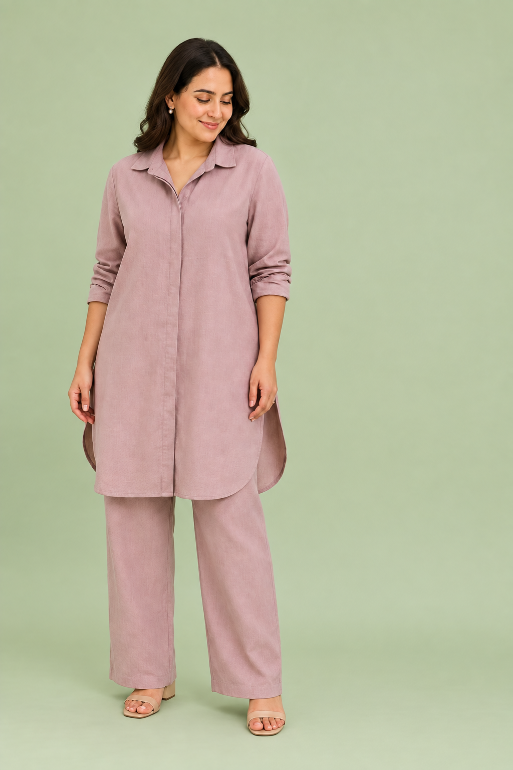 Relaxed Cotton Slub Coord Set – Light Pink