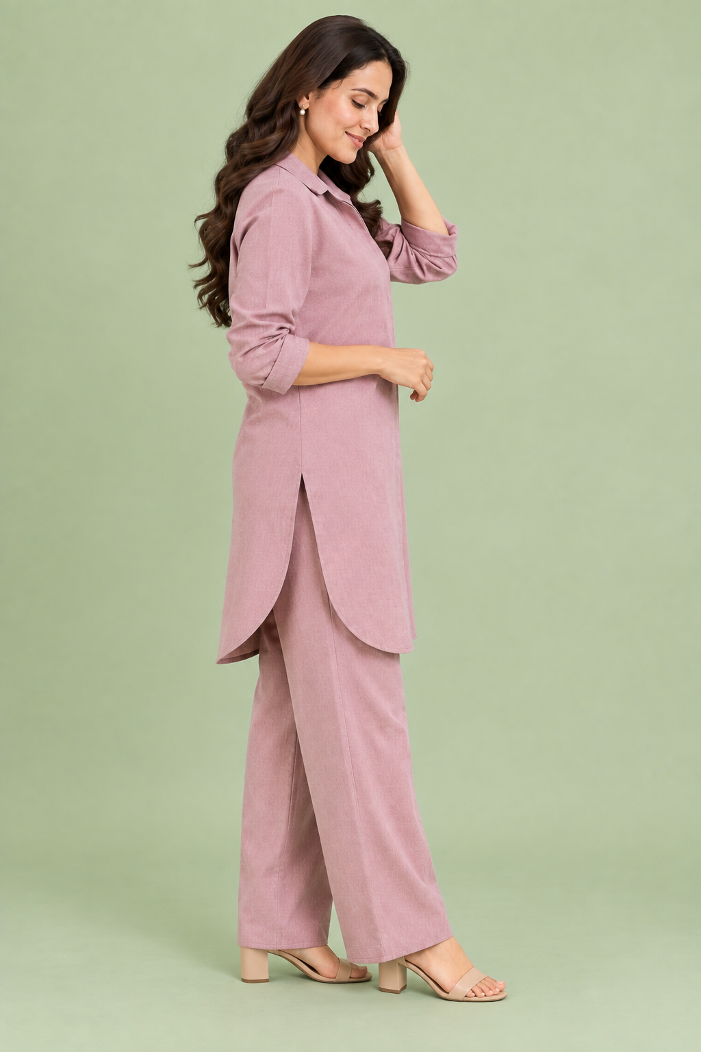 Relaxed Cotton Slub Coord Set – Light Pink