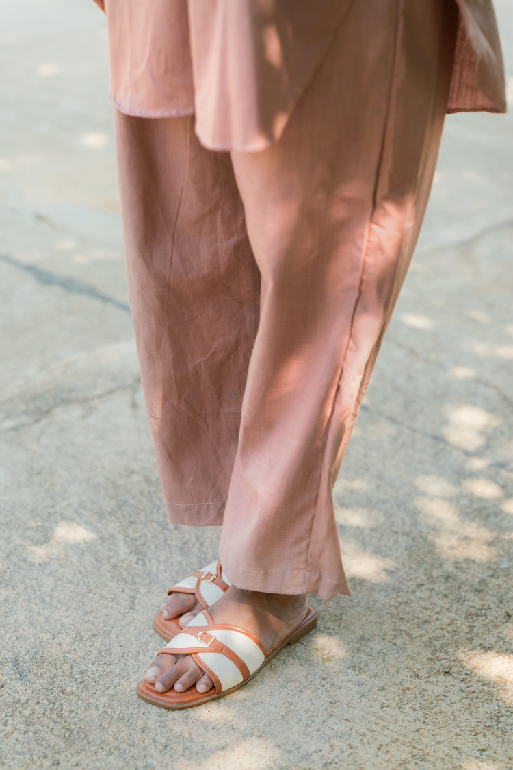 Self Made- Relaxed Cotton Slub Coord Set – Light Pink