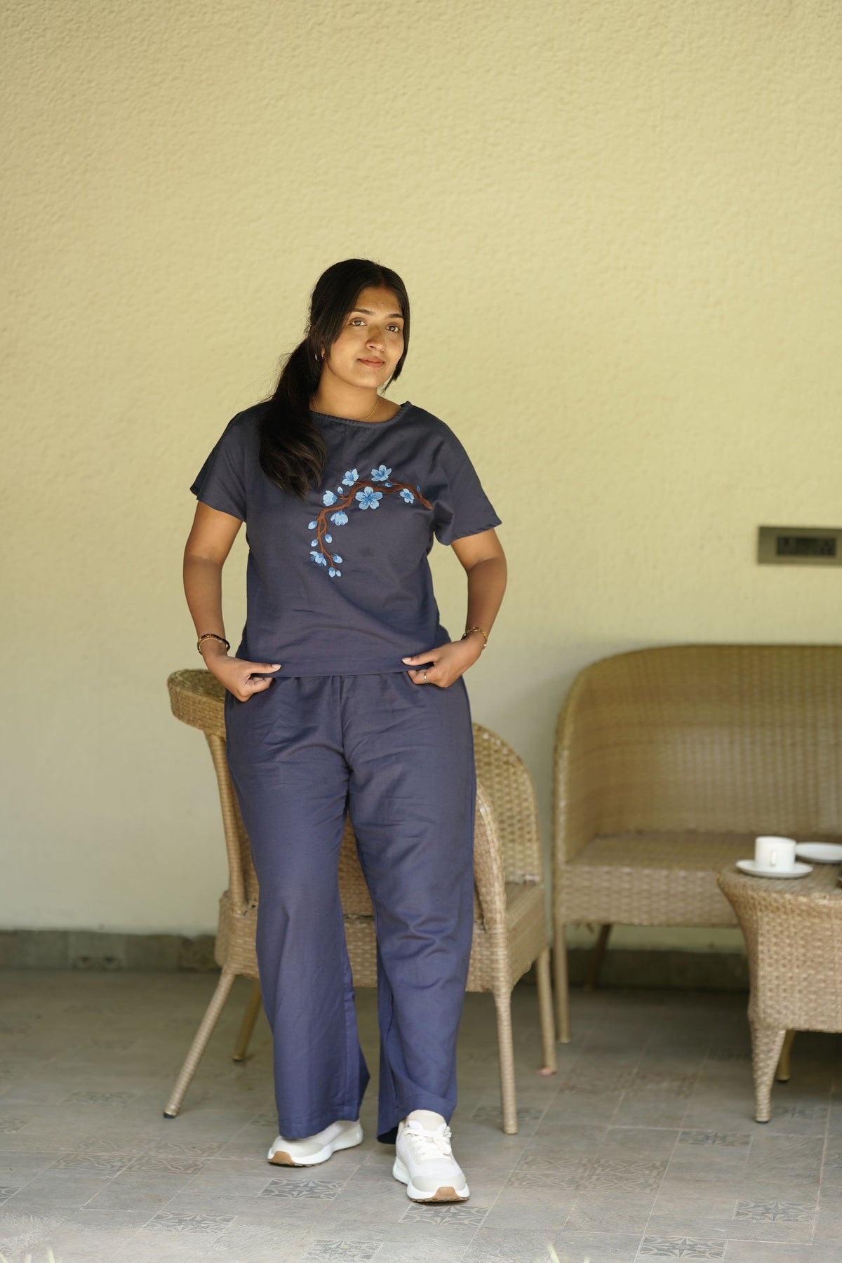Me-Time Embroidered Box-Top Co-ord Set