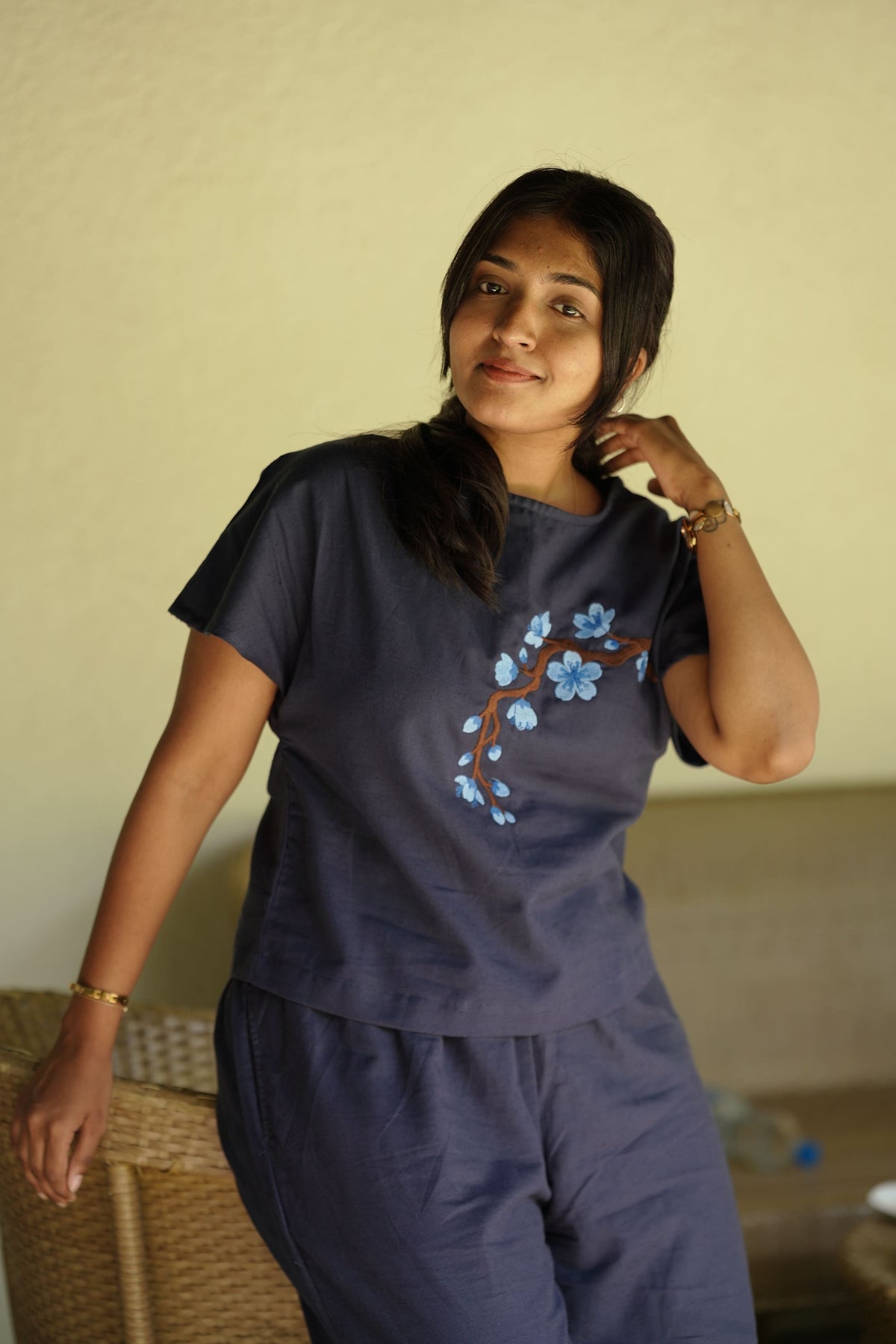 Me-Time Embroidered Box-Top Co-ord Set