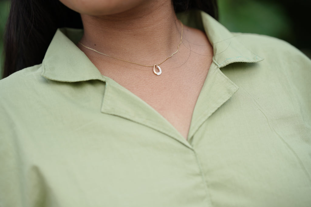 No Rules-Sage Green Cotton Cambric Shirt with Subtle Embroidery
