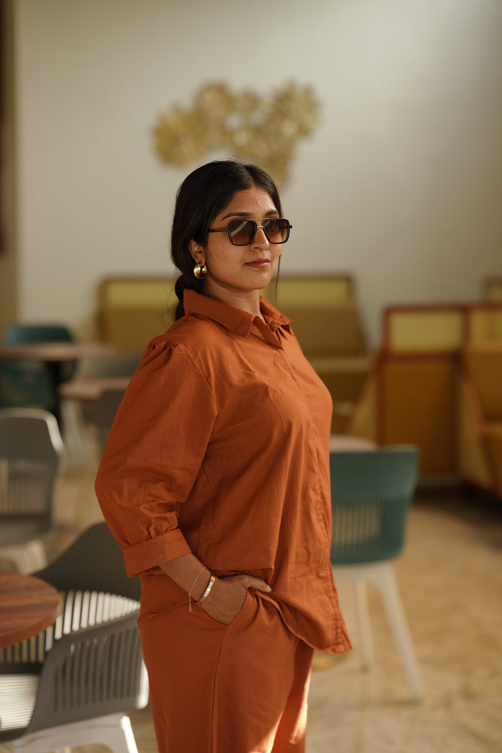 Her Way – Rust Cotton Slub & Twill Co-ord Set
